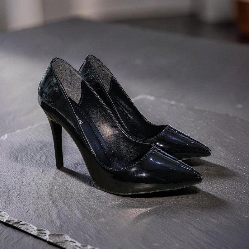 Miss Lotus Siyah Rugan Sivri Burun Stiletto