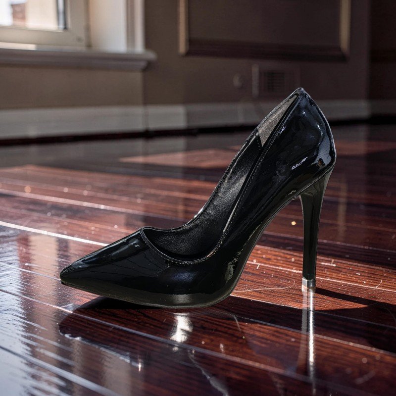 Miss Lotus Siyah Rugan Sivri Burun Stiletto