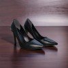 Miss Lotus Siyah Mat Cilt Sivri Burun 10 cm Stiletto Topuklu Ayakkabı