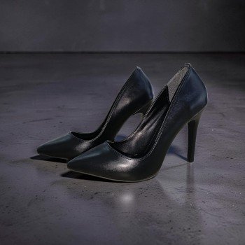 Miss Lotus Siyah Mat Cilt Sivri Burun 10 cm Stiletto Topuklu Ayakkabı