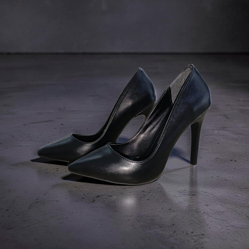 Miss Lotus Siyah Mat Cilt Sivri Burun 10 cm Stiletto Topuklu Ayakkabı