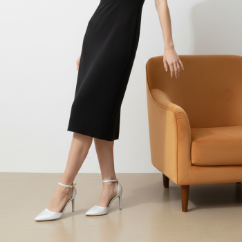 Miss Lotus Beyaz Stiletto - Şık Bilekten Bağlamalı Topuklu Ayakkabı