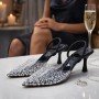 Şık İnci Detaylı Şeffaf Slingback Topuklu Ayakkabı