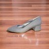 Gümüş Simli Sivri Burun Alçak Topuklu Ayakkabı