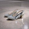 Gümüş Kristal Taşlı & Mesh Detaylı Şık Slingback Topuklu Ayakkabı