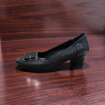 DeLario Siyah Işıltılı Toka Detaylı Kadın Topuklu Ayakkabı