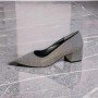 Gümüş Simli Sivri Burun Alçak Blok Topuklu Abiye Ayakkabı