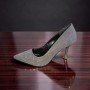 Gümüş Simli Sivri Burun İnce Topuklu Stiletto