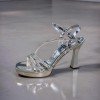 Göz Alıcı Gümüş Taşlı Platform Topuklu Sandalet