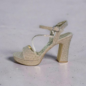 Göz Alıcı Gümüş Simli Platform Topuklu Ayakkabı