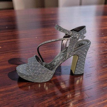 Gümüş Işıltılı Platform Topuklu Ayakkabı