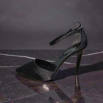 Miss Lotus Siyah Işıltılı İnce Topuklu Abiye Ayakkabı