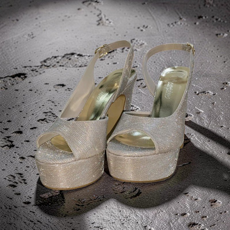 IŞILTILI PLATFORM TOPUKLU AYAKKABI – GÜMÜŞ/SİMLİ