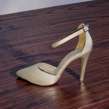 Miss Lotus Krem Saten İnce Yüksek Topuklu Stiletto