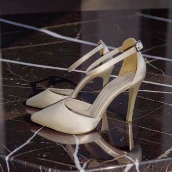 Miss Lotus Krem Saten İnce Yüksek Topuklu Stiletto